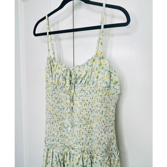 Free People $128 Lavender Daze Floral Smocked Drop Waist Midi Dress Size Large - Picture 4 of 10